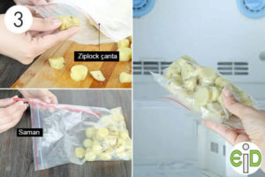 Tatlı patatesleri saklamak için ziplock'ta dondurun