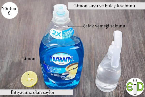 limon suyu ve sıvı bulaşık sabunu kullanarak diy otu katili yapmak için gereken şeyler
